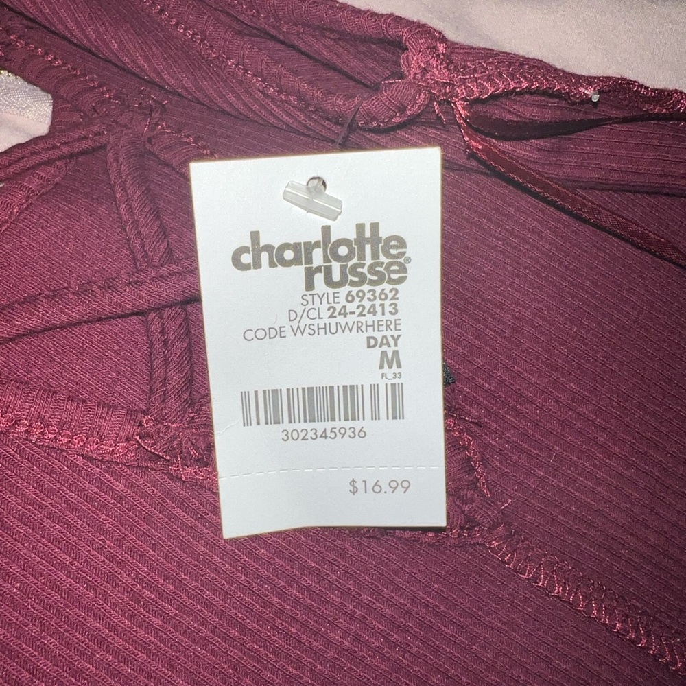 Ribbed burgundy body con dress